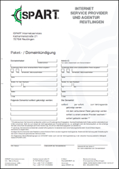 Paket-/Domaink&uuml;ndigung